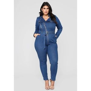 Fashion Nova-Got Me Feelin Good Jumpsuit-3X-Blue Denim